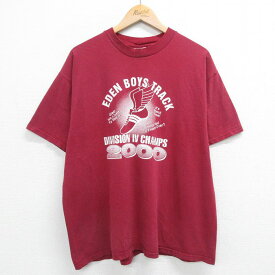 【中古】古着 ヘインズ Hanes 半袖 ビンテージ ヴィンテージTシャツ メンズ 00年代 00s スニーカー ウイングフット 大きいサイズ 2L LL ビッグシルエット ゆったり ビッグサイズ オーバーサイズ コットン クルーネック 丸首 エンジ XLサイズ 中古 | 春夏 夏物 夏服 ヴ 2OF