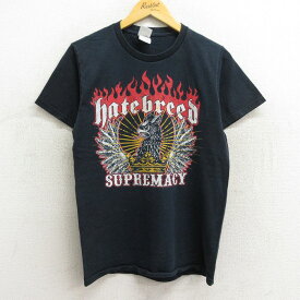 【中古】古着 半袖 ビンテージ ヴィンテージ ロックTシャツ バンドTシャツ メンズ 00年代 00s ヘイトブリード コットン クルーネック 丸首 黒 ブラック Sサイズ 小さいサイズ 中古 | 春夏 春物 春服 秋冬 秋物 秋服 メンズファッション ロンT カットソー ロンティー ロ