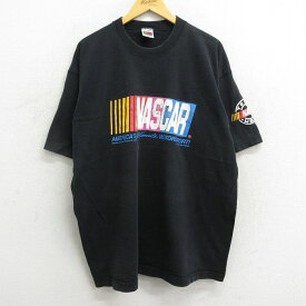 【中古】古着 半袖 ビンテージ ヴィンテージTシャツ メンズ 90年代 90s NASCAR 大きいサイズ 2L LL ビッグシルエット ゆったり ビッグサイズ オーバーサイズ コットン クルーネック 丸首 USA製 アメリカ製 黒 ブラック 【spe】 XLサイズ 中古 | 春夏 夏物 夏服 メンズ