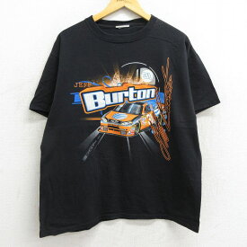 【中古】古着 半袖Tシャツ メンズ レーシングカー NASCAR シボレー ジェフバートン 31 クルーネック 丸首 黒 ブラック XLサイズ 中古 | 春夏 夏物 夏服 メンズファッション カットソー ティーシャツ ティシャツ メンズTシャツ 半袖Tシャツ 半袖ティーシャツ カジュアル