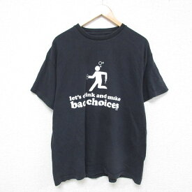 【中古】古着 半袖Tシャツ メンズ パーティーゲーム BAD CHOICES コットン クルーネック 丸首 黒 ブラック XLサイズ 中古 中古メンズ半袖プリントキャラクター 2OF