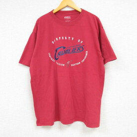 【中古】古着 半袖Tシャツ メンズ NBA クリーブランドキャバリアーズ コットン クルーネック 丸首 エンジ バスケットボール Lサイズ 中古 中古メンズ半袖プリントキャラクター 2OF