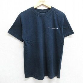 【中古】古着 トミーヒルフィガー TOMMY HILFIGER 半袖 ブランドTシャツ メンズ ワンポイントロゴ コットン クルーネック 丸首 紺 ネイビー Lサイズ 中古 | 春夏 夏物 夏服 メンズファッション カットソー ティーシャツ ティシャツ メンズTシャツ 半袖Tシャツ 半袖ティ