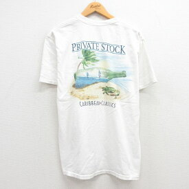 【中古】古着 半袖 ビンテージ ヴィンテージTシャツ メンズ 00年代 00s カニ ヤシの木 ヨット コットン クルーネック 丸首 白 ホワイト Lサイズ 中古 | 春夏 夏物 夏服 ヴィンテージTシャツ メンズファッション カットソー ティーシャツ ティシャツ メンズTシャツ 半袖