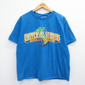 【中古】古着 半袖 ビンテージ ヴィンテージTシャツ メンズ 00年代 00s ユニバーサルスタジオ ハリウッド コットン クルーネック 丸首 青 ブルー XLサイズ 中古 | 春夏 夏物 夏服 ヴィンテージTシャツ メンズファッション カットソー ティーシャツ ティシャツ メンズT