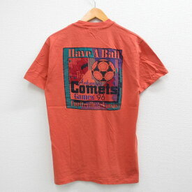 【中古】古着 ヘインズ Hanes 半袖 ビンテージ ヴィンテージTシャツ メンズ 90年代 90s サッカー Comets コットン クルーネック 丸首 USA製 アメリカ製 オレンジ系 Mサイズ 中古 | 春夏 夏物 夏服 ヴィンテージTシャツ メンズファッション カットソー ティーシャツ テ 2OF