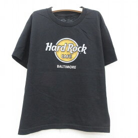 【中古】古着 半袖Tシャツ キッズ ボーイズ 子供服 ハードロックカフェ ボルチモア コットン クルーネック 丸首 黒 ブラック | 春夏 春物 春服 秋冬 秋物 秋服 女の子 子ども服 こども服 カジュアル ファッション おしゃれ かわいい