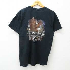 【中古】古着 半袖 ビンテージ ヴィンテージTシャツ メンズ 00年代 00s POWMIA ワシ 星条旗 コットン クルーネック 丸首 黒 ブラック Lサイズ 中古 | 春夏 夏物 夏服 ヴィンテージTシャツ メンズファッション カットソー ティーシャツ ティシャツ メンズTシャツ 半袖T 2OF