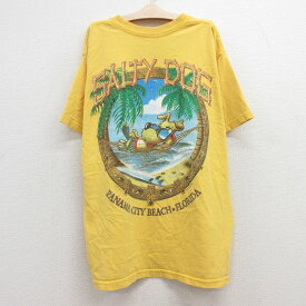 【中古】古着 半袖 ビンテージ ヴィンテージTシャツ キッズ ボーイズ 子供服 00年代 00s SALTY DOG LadiesM 犬 コットン クルーネック 丸首 黄 イエロー | 春夏 春物 春服 秋冬 秋物 秋服 女の子 子ども服 こども服 カジュアル ファッション おしゃれ かわいい 2OF