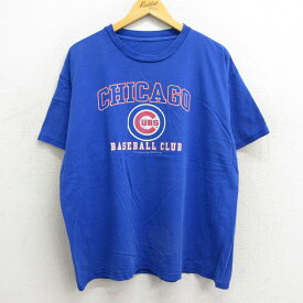 【中古】古着 半袖 ビンテージ ヴィンテージTシャツ メンズ 00年代 00s MLB シカゴカブス クルーネック 丸首 青 ブルー メジャーリーグ ベースボール 野球 XLサイズ 中古 | 春夏 夏物 夏服 ヴィンテージTシャツ メンズファッション カットソー ティーシャツ ティシャツ