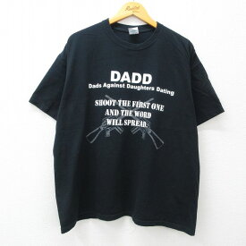 【中古】古着 半袖 ビンテージ ヴィンテージTシャツ メンズ 00年代 00s 銃 スカル DADD 大きいサイズ 2L LL ビッグシルエット ゆったり ビッグサイズ オーバーサイズ コットン クルーネック 丸首 黒 ブラック 【spe】 XLサイズ 中古 | 春夏 夏物 夏服 ヴィンテージTシ