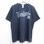 【中古】古着 リー Lee 半袖 ビンテージ ヴィンテージTシャツ メンズ 00年代 00s MLB ニューヨークヤンキース 大きいサイズ 2L LL ビッグシルエット ゆったり ビッグサイズ オーバーサイズ コットン クルーネック 丸首 紺 ネイビー メジャーリーグ ベースボール 野球 L 3OF