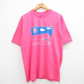 【中古】古着 ヘインズ Hanes 半袖 ビンテージ ヴィンテージTシャツ メンズ 90年代 90s ハート クルーネック 丸首 USA製 アメリカ製 ピンク XLサイズ 中古 | 春夏 夏物 夏服 ヴィンテージTシャツ メンズファッション カットソー ティーシャツ ティシャツ メンズTシャツ