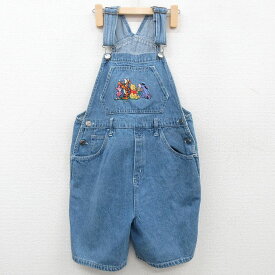 【中古】古着 オーバーオール サロペット キッズ ボーイズ 子供服 00年代 00s ディズニー DISNEY くまのプーさん ティガー 刺繍 コットン 紺 ネイビー デニム | 春夏 春物 春服 秋冬 秋物 秋服 女の子 子ども服 こども服 カジュアル ファッション おしゃれ かわいい