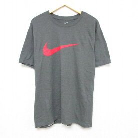 【中古】古着 ナイキ NIKE 半袖 ブランドTシャツ メンズ ビッグロゴ クルーネック 丸首 グレー 霜降り XLサイズ 中古 | 春夏 夏物 夏服 メンズファッション カットソー ティーシャツ ティシャツ メンズTシャツ 半袖Tシャツ 半袖ティーシャツ カジュアルTシャツ おしゃ