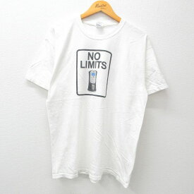 【中古】古着 半袖 ビンテージ ヴィンテージTシャツ メンズ 00年代 00s NO LIMITS コーヒー カフェ コットン クルーネック 丸首 白 ホワイト 【spe】 Lサイズ 中古 | 春夏 夏物 夏服 ヴィンテージTシャツ メンズファッション カットソー ティーシャツ ティシャツ メン