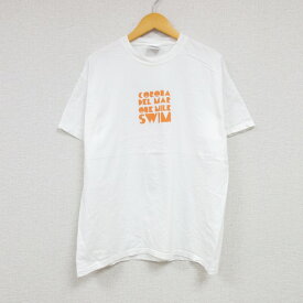 【中古】古着 半袖Tシャツ メンズ コロナ デルマー 海 コットン クルーネック 丸首 白 ホワイト Lサイズ 中古 中古メンズ半袖プリントキャラクター