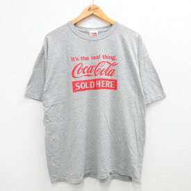 【中古】古着 半袖 ビンテージ ヴィンテージTシャツ メンズ 00年代 00s コカコーラ 大きいサイズ 2L LL ビッグシルエット ゆったり ビッグサイズ オーバーサイズ クルーネック 丸首 グレー 霜降り XLサイズ 中古 | 春夏 夏物 夏服 ヴィンテージTシャツ メンズファッシ