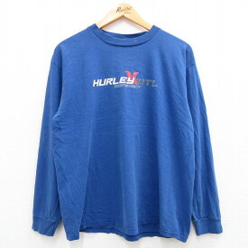 【中古】古着 ハーレー 長袖 ビンテージ ヴィンテージTシャツ メンズ 00年代 00s コットン クルーネック 丸首 USA製 アメリカ製 青 ブルー XLサイズ 中古 | 春夏 春物 春服 秋冬 秋物 秋服 メンズファッション ロンT カットソー ロンティー ロングT ロングTシャツ ロン 2OF