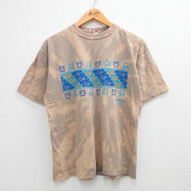 【中古】古着 半袖 ビンテージ ヴィンテージTシャツ メンズ 00年代 00s ペルー コットン クルーネック 丸首 ベージュ他 カーキ ブリーチ加工 Lサイズ 中古 | 春夏 夏物 夏服 ヴィンテージTシャツ メンズファッション カットソー ティーシャツ ティシャツ メンズTシャツ