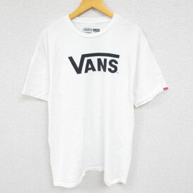 【中古】古着 バンズ VANS 半袖 ブランドTシャツ メンズ ビッグロゴ コットン クルーネック 丸首 白 ホワイト Lサイズ 中古 | 春夏 夏物 夏服 メンズファッション カットソー ティーシャツ ティシャツ メンズTシャツ 半袖Tシャツ 半袖ティーシャツ カジュアルTシャツ 2OF