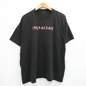 【中古】古着 半袖 ビンテージ ヴィンテージTシャツ メンズ 00年代 00s 星 INKPOISON 大きいサイズ 2L LL ビッグシルエット ゆったり ビッグサイズ オーバーサイズ クルーネック 丸首 黒 ブラック XLサイズ 中古 | 春夏 夏物 夏服 ヴィンテージTシャツ メンズファッシ