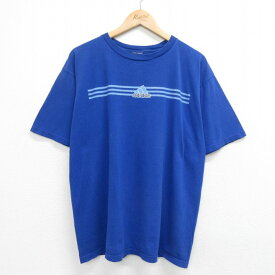 【中古】古着 アディダス adidas 半袖 ビンテージ ヴィンテージTシャツ メンズ 00年代 00s ワンポイントロゴ クルーネック 丸首 青 ブルー XLサイズ 中古 | 春夏 夏物 夏服 ヴィンテージTシャツ メンズファッション カットソー ティーシャツ ティシャツ メンズTシャツ