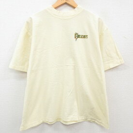 【中古】古着 半袖 ビンテージ ヴィンテージTシャツ レディース 90年代 90s ガールスカウト 大きいサイズ 2L LL ビッグシルエット ゆったり ビッグサイズ オーバーサイズ コットン クルーネック 丸首 USA製 アメリカ製 薄黄 イエロー 中古 | 春夏 春物 春服 秋冬 秋物