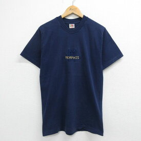 【中古】古着 半袖 ビンテージ ヴィンテージTシャツ メンズ 90年代 90s メンフェス 刺繍 クルーネック 丸首 紺 ネイビー Mサイズ 中古 | 春夏 夏物 夏服 ヴィンテージTシャツ メンズファッション カットソー ティーシャツ ティシャツ メンズTシャツ 半袖Tシャツ 半袖テ 2OF