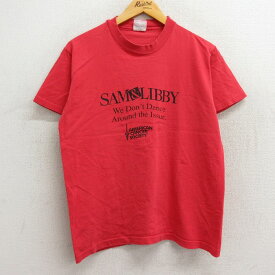 【中古】古着 半袖 ビンテージ ヴィンテージTシャツ メンズ 90年代 90s SAM&LIBBY クルーネック 丸首 赤 レッド Lサイズ 中古 | 春夏 夏物 夏服 ヴィンテージTシャツ メンズファッション カットソー ティーシャツ ティシャツ メンズTシャツ 半袖Tシャツ 半袖ティーシャ 2OF