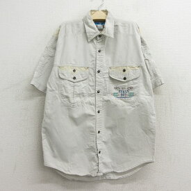 【中古】古着 ビューグルボーイ 半袖シャツ キッズ ボーイズ 子供服 90年代 90s コットン 薄ベージュ カーキ | 春夏 春物 春服 秋冬 秋物 秋服 女の子 子ども服 こども服 カジュアル ファッション おしゃれ かわいい 2OF