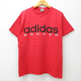 【中古】古着 アディダス adidas 半袖 ビンテージ ヴィンテージTシャツ メンズ 90年代 90s ビッグロゴ コットン クルーネック 丸首 USA製 アメリカ製 赤 レッド Lサイズ 中古 | 春夏 夏物 夏服 ヴィンテージTシャツ メンズファッション カットソー ティーシャツ ティシ 2OF