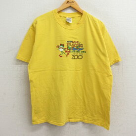 【中古】古着 半袖 ビンテージ ヴィンテージTシャツ メンズ 00年代 00s カエル Boogie Zoo コットン クルーネック 丸首 黄 イエロー XLサイズ 中古 | 春夏 夏物 夏服 ヴィンテージTシャツ メンズファッション カットソー ティーシャツ ティシャツ メンズTシャツ 半袖T