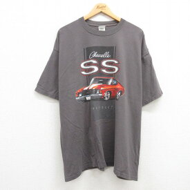 【中古】古着 半袖 ビンテージ ヴィンテージTシャツ メンズ 00年代 00s シボレー 車 大きいサイズ 2L LL ビッグシルエット ゆったり ビッグサイズ オーバーサイズ コットン クルーネック 丸首 グレー XLサイズ 中古 | 春夏 夏物 夏服 メンズファッション カットソー テ 2OF