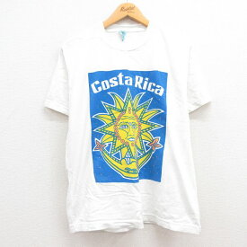 【中古】古着 半袖 ビンテージ ヴィンテージTシャツ メンズ 00年代 00s コスタリカ 星 月 コットン クルーネック 丸首 白 ホワイト Lサイズ 中古 | 春夏 夏物 夏服 ヴィンテージTシャツ メンズファッション カットソー ティーシャツ ティシャツ メンズTシャツ 半袖Tシ