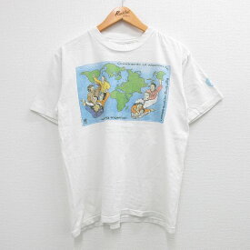 【中古】古着 半袖 ビンテージ ヴィンテージTシャツ メンズ 90年代 90s 世界地図 女性 コットン クルーネック 丸首 カナダ製 白 ホワイト Lサイズ 中古 | 春夏 夏物 夏服 ヴィンテージTシャツ メンズファッション カットソー ティーシャツ ティシャツ メンズTシャツ 半