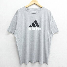 【中古】古着 アディダス adidas 半袖 ブランドTシャツ メンズ ビッグロゴ 大きいサイズ 2L LL ビッグシルエット ゆったり ビッグサイズ オーバーサイズ クルーネック 丸首 グレー 霜降り XLサイズ 中古 | 春夏 夏物 夏服 メンズファッション カットソー ティーシャツ