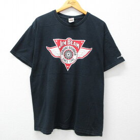 【中古】古着 フルーツオブザルーム 半袖 ビンテージ ヴィンテージTシャツ メンズ 00年代 00s ジムビーム ウィスキー コットン クルーネック 丸首 黒 ブラック XLサイズ 中古 | 春夏 夏物 夏服 ヴィンテージTシャツ メンズファッション カットソー ティーシャツ ティシ 2OF