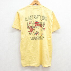 【中古】古着 フルーツオブザルーム 半袖 ビンテージ ヴィンテージTシャツ メンズ 00年代 00s CLARK PARTY コットン クルーネック 丸首 黄 イエロー Mサイズ 中古 | 春夏 夏物 夏服 ヴィンテージTシャツ メンズファッション カットソー ティーシャツ ティシャツ メンズ