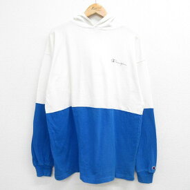 【中古】古着 チャンピオン champion 長袖スウェットパーカー メンズ 90年代 90s ワンポイントロゴ ツートンカラー バイカラー USA製 アメリカ製 白他 ホワイト Lサイズ 中古 スエット トレーナー トップス | 春夏 春物 春服 秋冬 秋物 秋服 メンズファッション カジュ 2OF