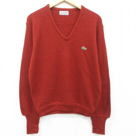 【中古】古着 ラコステ LACOSTE IZOD 長袖 ブランド セーター メンズ 80年代 80s ワンポイントロゴ アクリル Vネック 茶 ブラウン Mサイズ 中古 ニット トップス | 春夏 春物 春服 秋冬 秋物 秋服 メンズファッション カジュアル おしゃれ ファッション 2OF