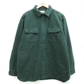 【中古】古着 エルエルビーン LLBEAN 長袖 ヘビー フランネルシャツ メンズ 00年代 00s 大きいサイズ 2L LL ビッグシルエット ゆったり ビッグサイズ オーバーサイズ コットン 緑 グリーン XLサイズ 中古 トップス | 秋冬 秋物 秋服 冬物 冬服 カジュアルシャツ メンズ