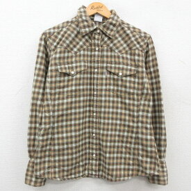 【中古】古着 カーハート Carhartt 長袖 ウエスタン フランネルシャツ レディース コットン 茶他 ブラウン チェック 中古 ブラウス トップス | 春夏 春物 春服 秋冬 秋物 秋服 カジュアル レディースファッション おしゃれ かわいい