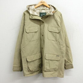 【中古】古着 ウールリッチ WOOLRICH 長袖ジャケット マウンテンパーカー レディース ロクヨンクロス ラグラン 大きいサイズ 2L LL ビッグシルエット ゆったり ビッグサイズ オーバーサイズ ベージュ カーキ 中古 アウター ジャンパー ブルゾン | 秋冬 秋物 秋服 冬物