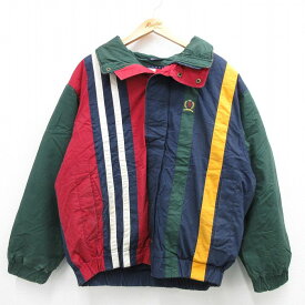 【中古】古着 トミーヒルフィガー TOMMY HILFIGER 長袖 ブランド ダウンジャケット メンズ 90年代 90s ワンポイントロゴ コットン 紺他 ネイビー XLサイズ 中古 アウター | 秋冬 秋物 秋服 冬物 冬服 カジュアル メンズファッション ファッション おしゃれ カジュアル 2OF