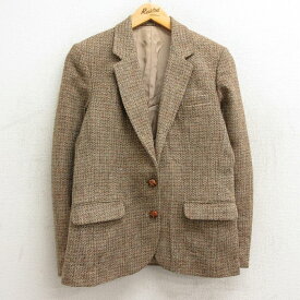 【中古】古着 ハリスツイード Harris Tweed 長袖 テーラードジャケット レディース 80年代 80s 手織り スコティッシュウール USA製 アメリカ製 ベージュ他 カーキ 【spe】 中古 アウター ジャンパー ブルゾン | 秋冬 秋物 秋服 冬物 冬服 カジュアル レディースファッ 2OF