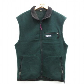 【中古】古着 フリースベスト メンズ TAIGA 緑 グリーン Sサイズ 小さいサイズ 中古 アウター | 秋冬 秋物 秋服 冬物 冬服 カジュアル メンズファッション ファッション おしゃれ カジュアルジャケット 2OF