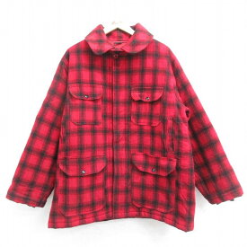 【中古】古着 ウールリッチ WOOLRICH 長袖 ウールジャケット メンズ 90年代 90s マッキーノ USA製 アメリカ製 赤他 レッド チェック 内側キルティング XLサイズ 中古 アウター | 秋冬 秋物 秋服 冬物 冬服 カジュアル メンズファッション ファッション おしゃれ カジュ