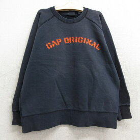 【中古】古着 ギャップ GAP 長袖スウェット キッズ ボーイズ 子供服 00年代 00s ビッグロゴ ラグラン クルーネック 丸首 黒 ブラック | 春夏 春物 春服 秋冬 秋物 秋服 女の子 子ども服 こども服 カジュアル ファッション おしゃれ かわいい