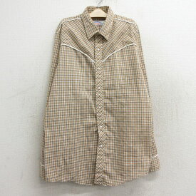 【中古】古着 リーバイス Levis 長袖 ウエスタンシャツ キッズ ボーイズ 子供服 80年代 80s USA製 アメリカ製 ベージュ他 カーキ チェック | 春夏 春物 春服 秋冬 秋物 秋服 女の子 子ども服 こども服 カジュアル ファッション おしゃれ かわいい 2OF